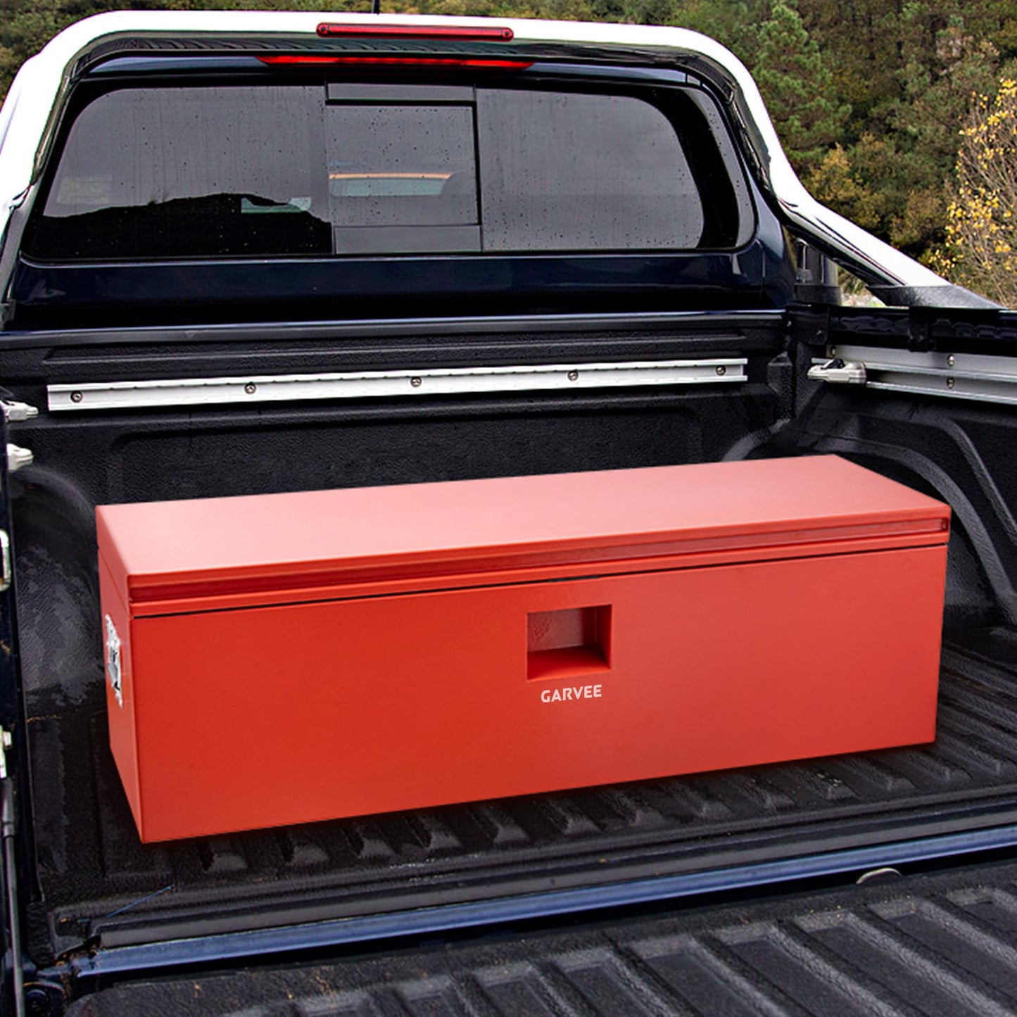 Garvee Steel Truck Tool Box Heavy Duty Truck Bed Toolbox w/Dual Lids, Lockable & Weatherproof, Fits for Pickup, Truck Bed, RV, Trailer
