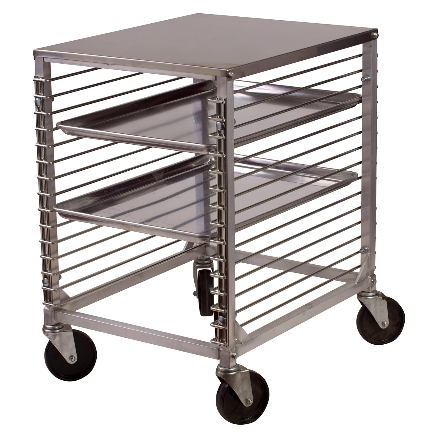 Winco 15-Tier Aluminum Sheet Pan Rack with Hard Top and Wire Slides