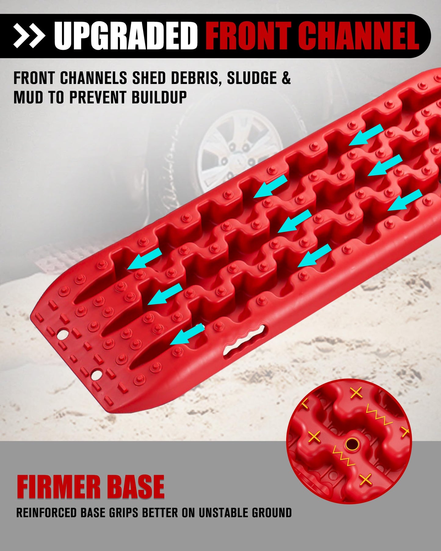 FieryRed Traction Boards Offroad, Recovery Boards with 2 Leashes and Carry Bag, Recovery Track Board Mounting Kit