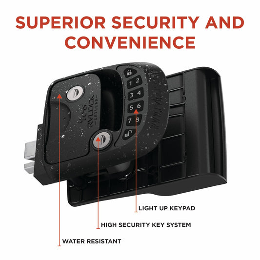 RVLOCK Compact RV Lock Keyless Entry, Secure Replacement for Camper Latch, Great RV Door Lock Replacement for Trailers with Patented Security Technology