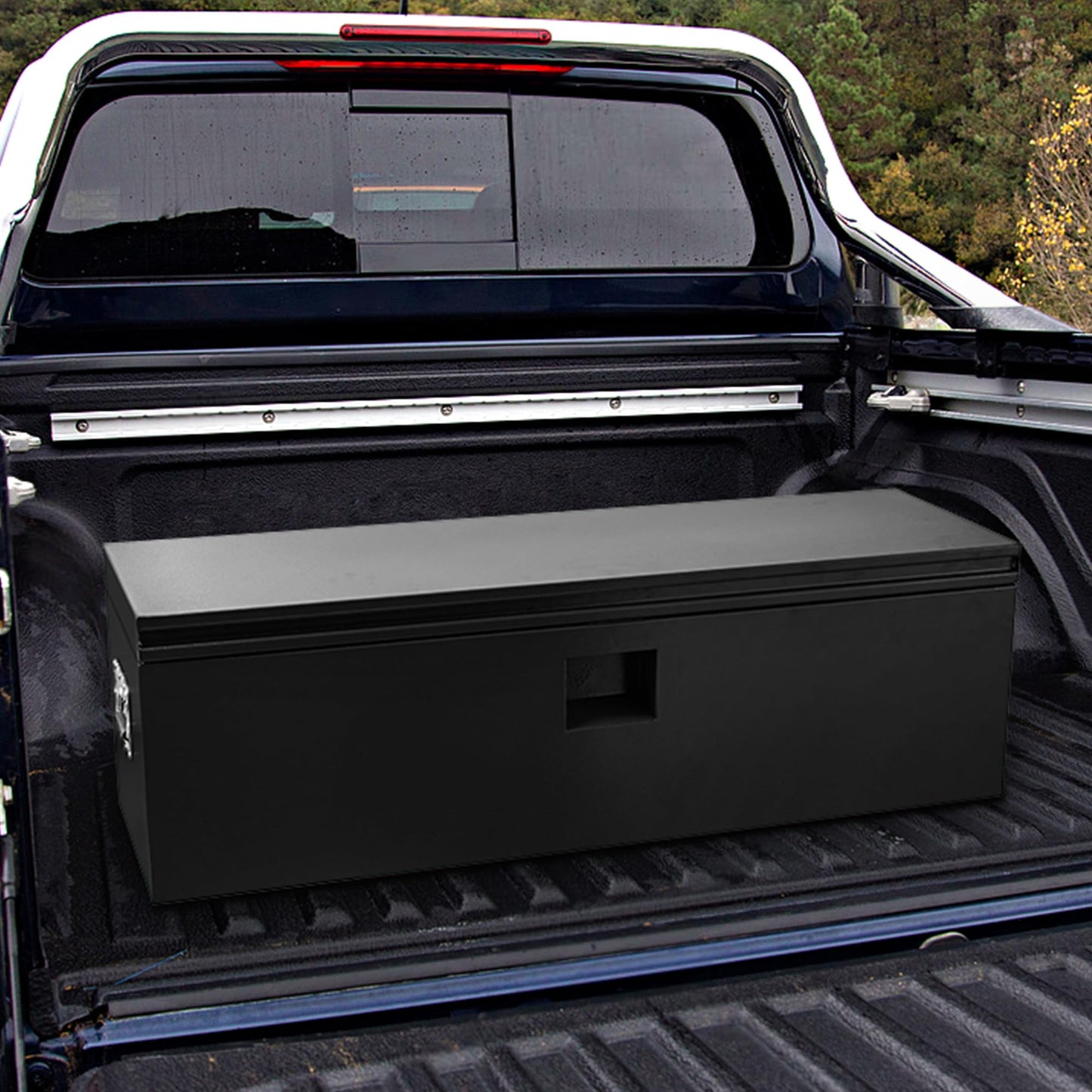 GarveeLife Heavy Duty Steel Truck Bed Tool Box – Weatherproof & Lockable Storage with Dual Gas-Shock Lids, Drill-Proof Security, Global Fit for Pickup, Trailer, RV – Secure Truck Bed Toolbox