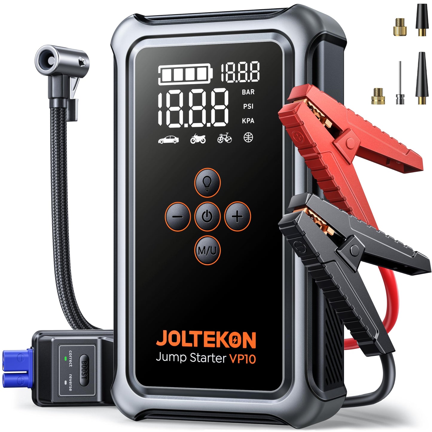 Joltekon Jump Starter with Air Compressor, 5000A Portable Car Battery Jumper Starter(All Gas/10L Diesel) with 150PSI Auto-Shutoff Tire Inflator, 12V Jump Box