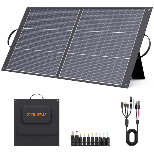 ZOUPW 100W Portable Solar Panel N-Type 16BB,25% Efffciency Ultralight 7.98lbs Foldable Solar Charger for Jackery 300/EcoFlow River/Bluetti/Anker Solix, IP67 Waterproof for RV Camping Off-Grid