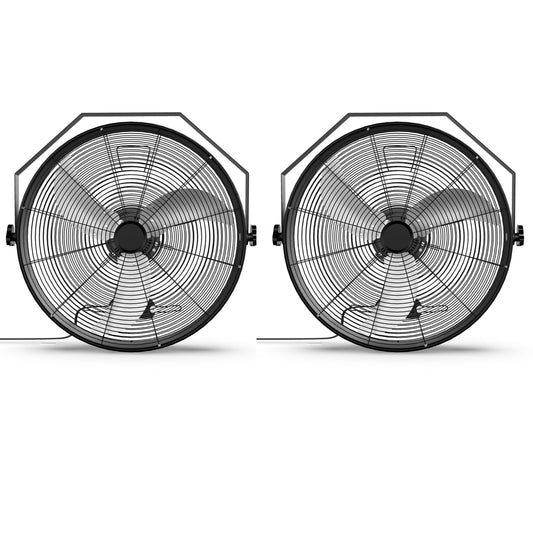 Simple Deluxe 20 Inch High Velocity Wall Mount Fan with Rack, 3 Speed Industrial/Commercial Metal Ventilation Fan,2 Pack
