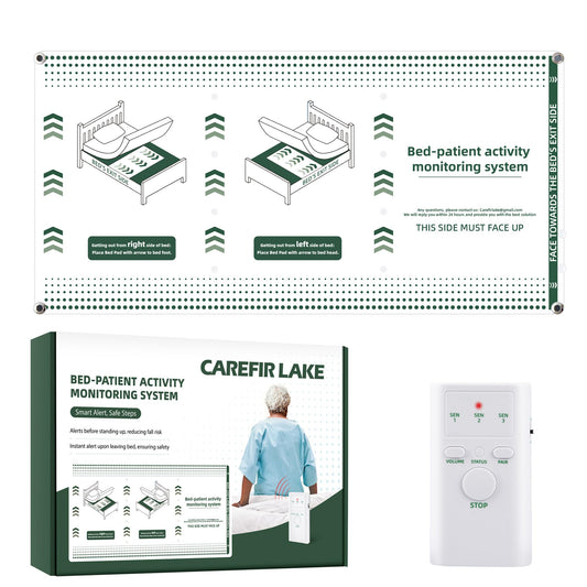 Wireless Bed Alarm for Elderly Dementia Patients - Large & Wide Under-Mattress Sensor Pad with Pager, Early & Exit Alert Modes, Fits All Thick and Thin Mattresses, Effectively Reduces False Alarms