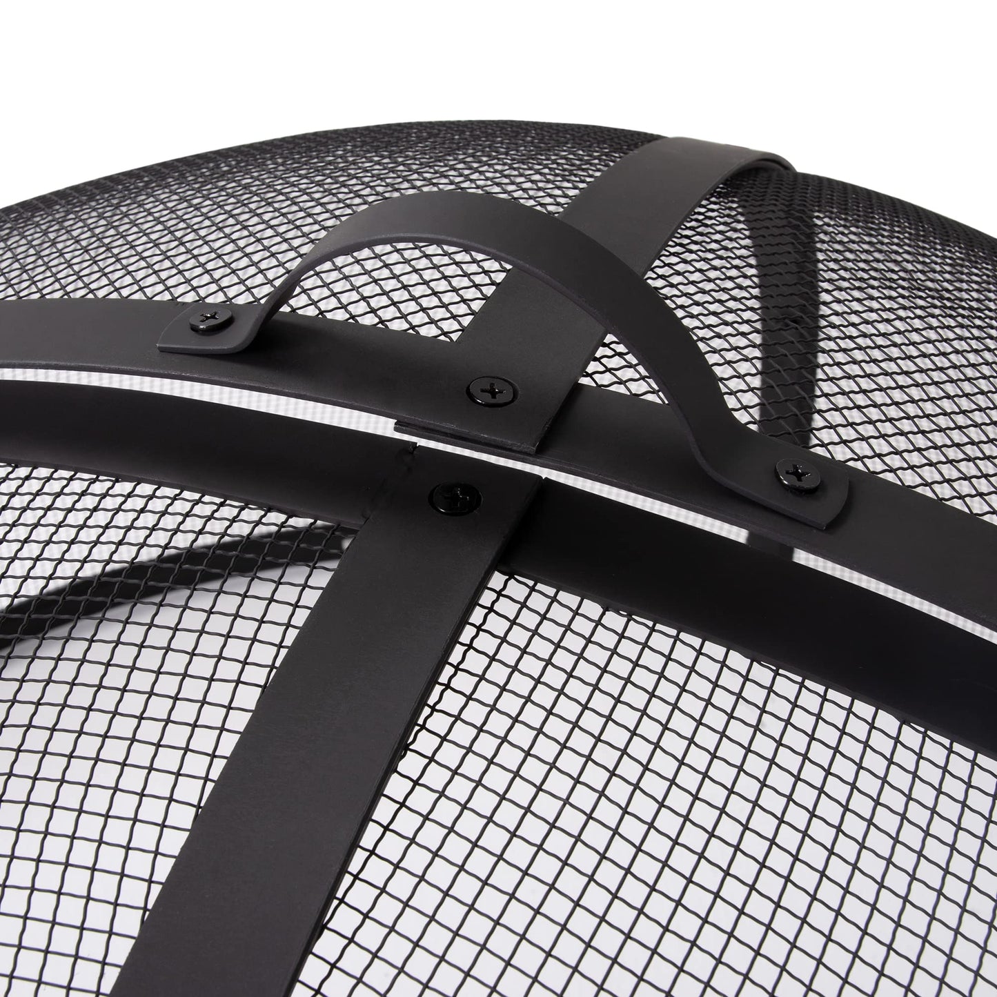 SUNCREAT Outdoor Fire Pit Spark Screen Cover Accessory, Patio Round Easy-Opening Fire Mesh Screen Guard, Heavy Duty Steel Fire Pit Ember Lid with Hinge, 32 Inch