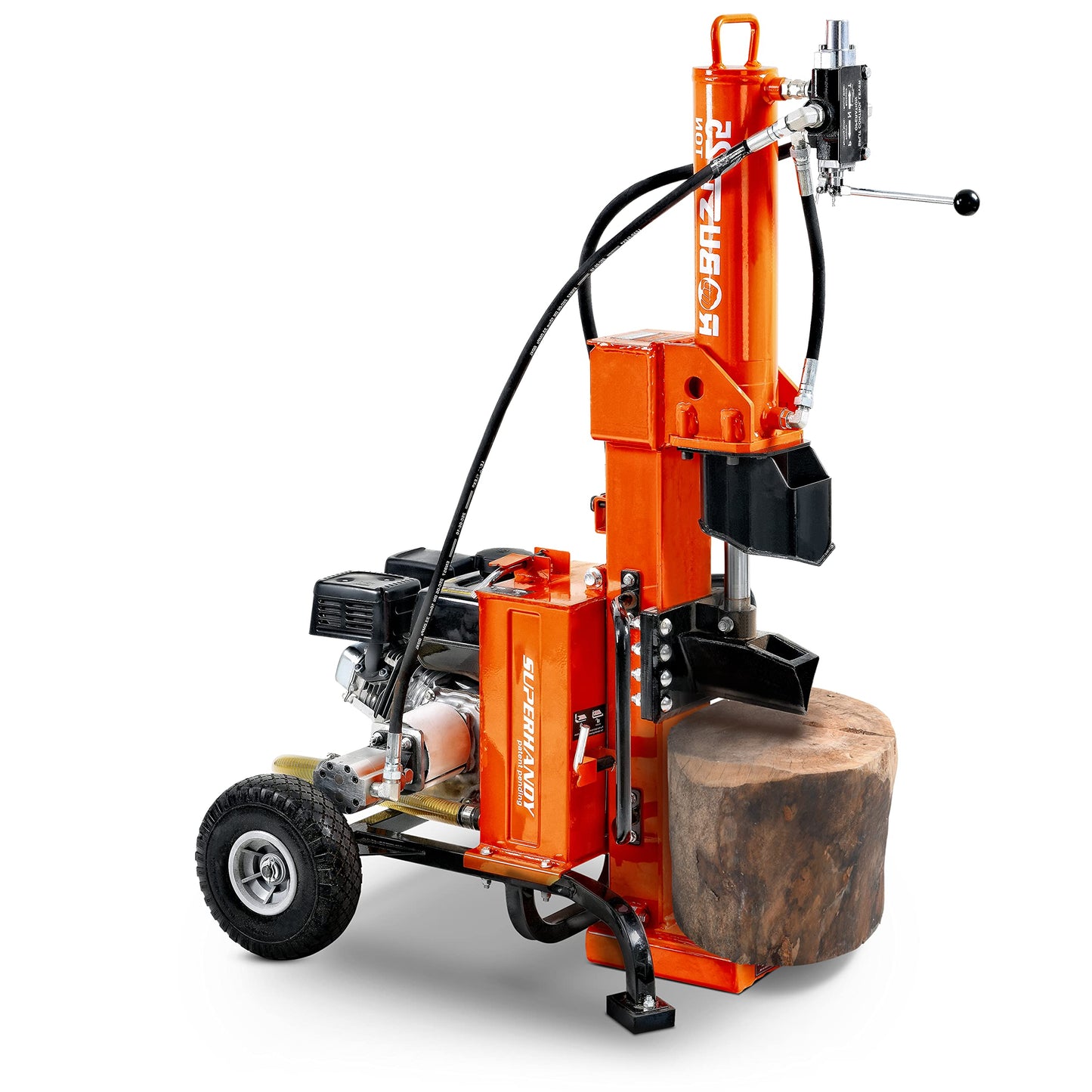 SuperHandy Log Splitter with Durable Steel Wedge, Portable Design for Firewood and Forestry Harvesting (25 Ton Gas Powered)