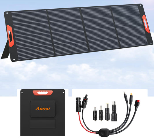 240W Portable Solar Panels for Power Station, Monocrystalline ETFE Foldable Solar Panel Charger with QC3.0 USB/Type-C, 20V DC Output Adjustable Kickstand for Outdoor Camping, RV
