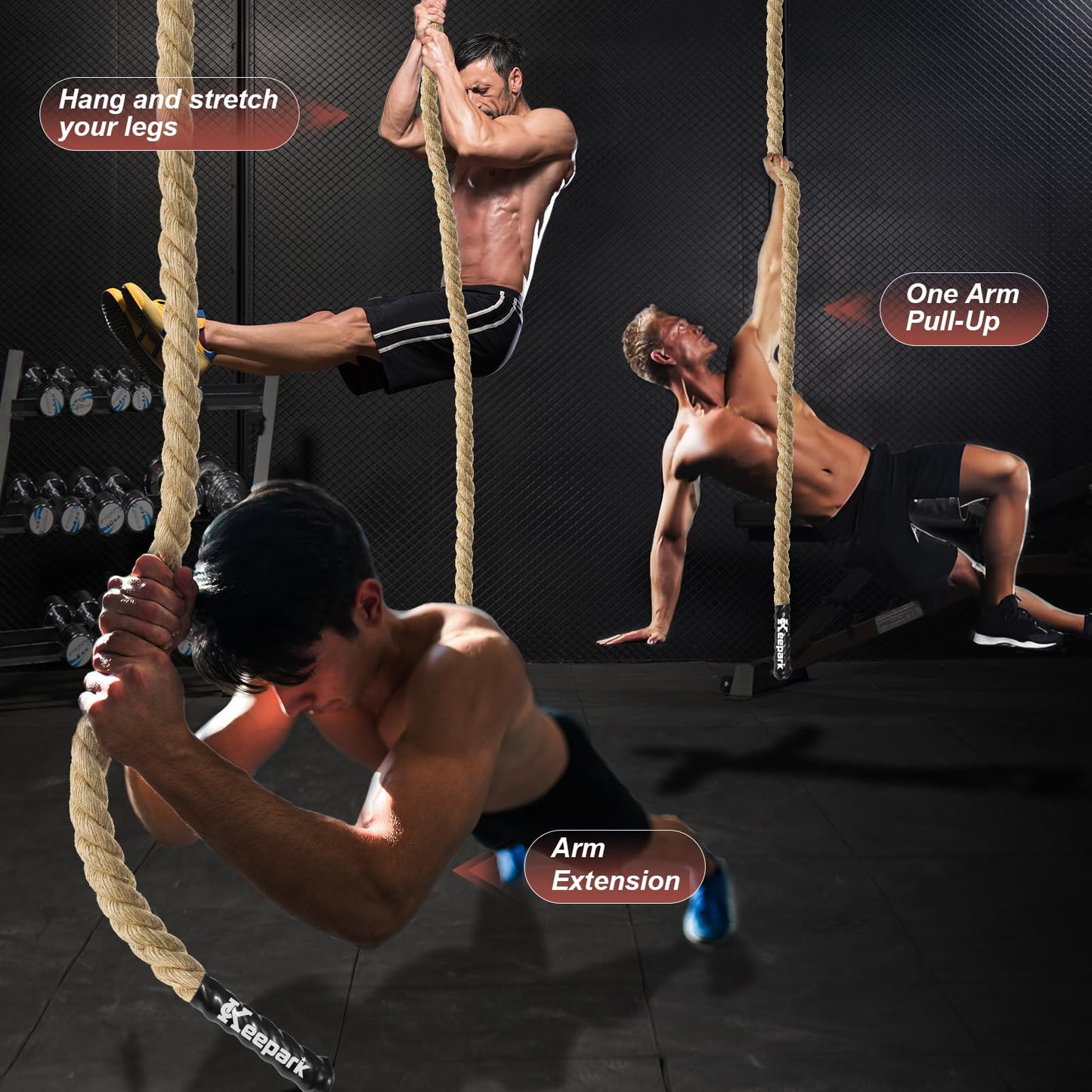 Climbing Rope, 1.5 Inch Diameter 40FT Gym Climbing Rope for Fitness & Strength Training, Workout for Adults with Climbing Exercises & Home Workouts