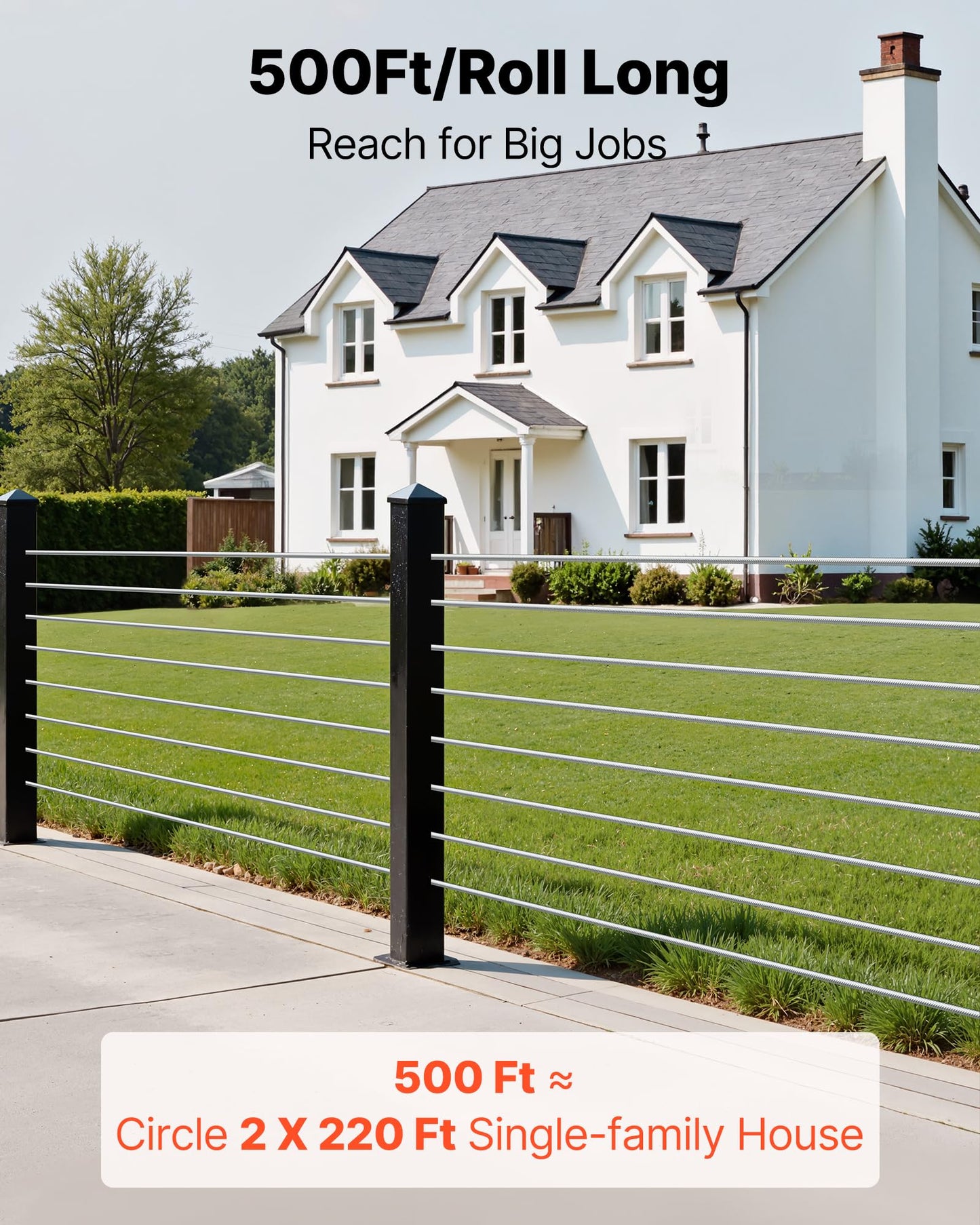 VEVOR 1/8 Inch Wire Rope, 500 ft Length, 316 Stainless Steel Wire Cable with Cutter, 1760 lbs Breaking Strength, 1 x 19 Strands Construction, Steel Cable for Deck Railing System, Garden Trellis