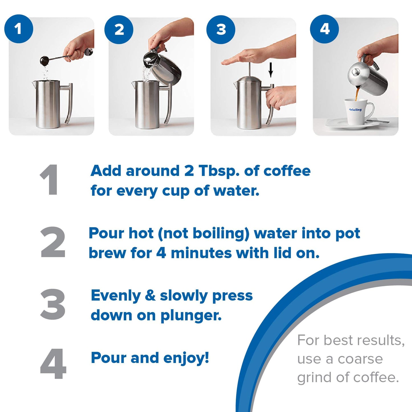 Frieling Double-Walled Stainless-Steel French Press Coffee Maker - Brushed 44-Ounce Insulated Coffee Press