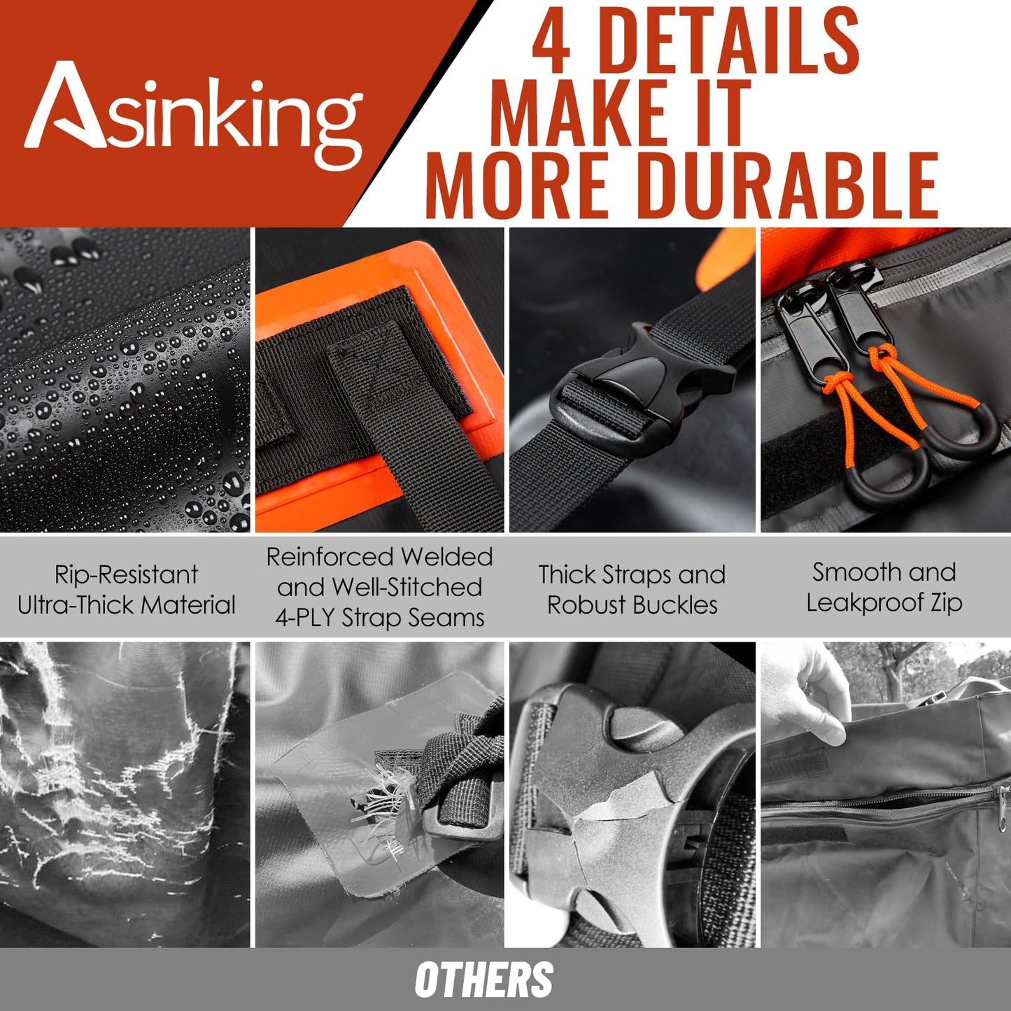 Car Rooftop Cargo Carrier Bag, Asinking 22 Cubic Feet Waterproof Tear-Resistant Car Roof Bag for All Vehicle with/Without Racks - Non-Slip Mat, 6 Door Hooks, 2 Extra Straps, Luggage Lock