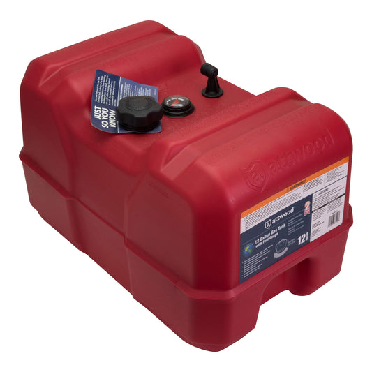Attwood 12 Gallon Portable Marine Fuel Tank, EPA Certified / CARB Approved, Ideal for pontoon boats where greater fuel capacity is required (With Gauge), 8812LPG2