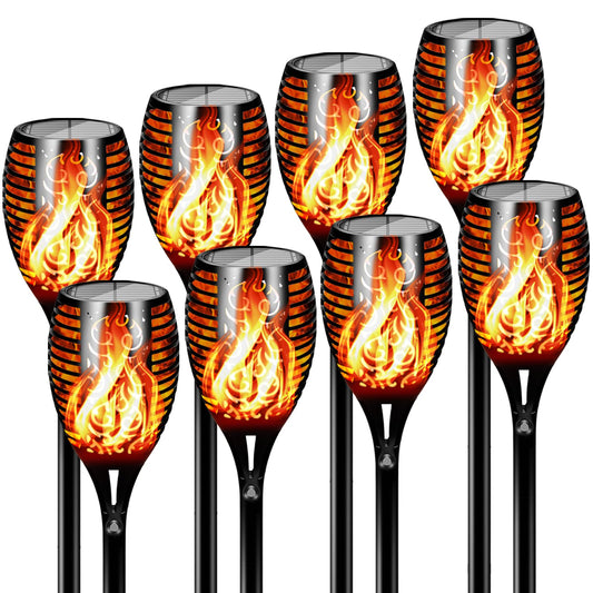 Otdair 96 LED Solar Lights Outdoor Upgraded 8 Pack, 43" Tall & Super Larger Size, Waterproof Solar Torch Light with Flickering Flame, 2200mAh Solar Torches Decoration Lights, for Path Yard Garden