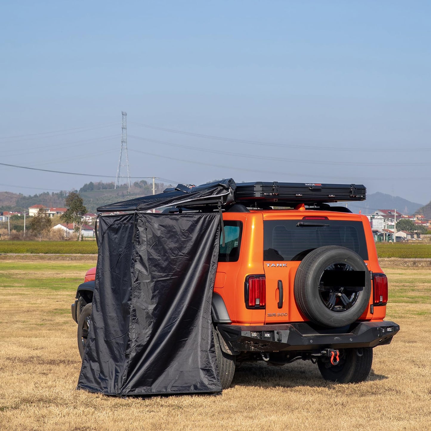 Car Side Tent, Roof Top Popup Toilet Tent Car Side Shower Room Privacy Enclosure Dressing Room Roof Rack Shower Tent Room with LED Light Strip for Camping Boating Fishing Travel Dressing