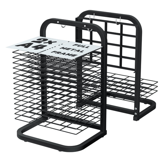 INNOVART 15 Shelves Art Drying Rack for Classroom Club Painting Crafts, Metal Desktop Drying Rack for Art, Black Painting Drying & Artwork Storage Racks for Home, Classroom, Studio, Craft Room