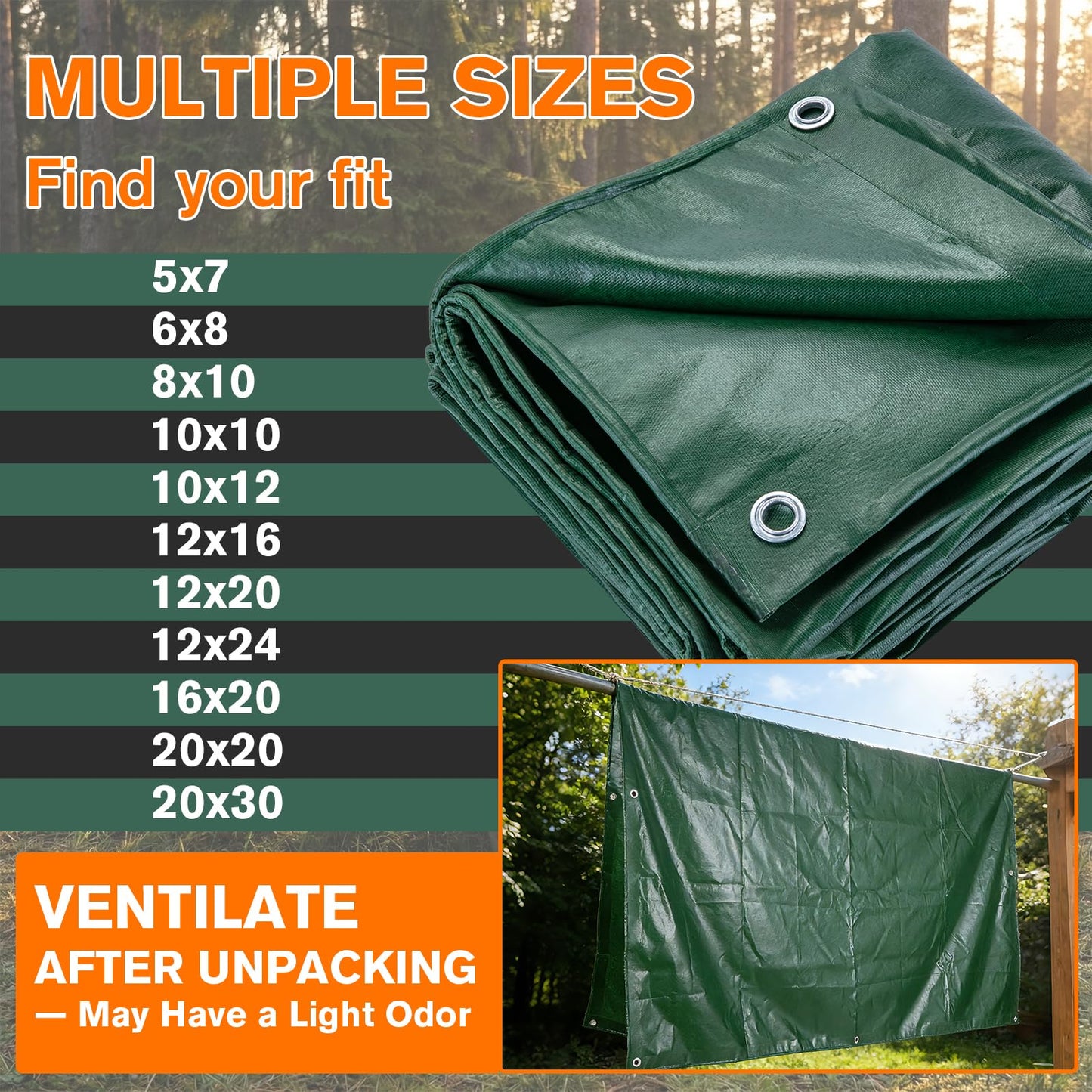 NORSGATEN 22 Mil Heavy Duty Vinyl Tarp,20x30 FT Fully Waterproof Reversible Poly Tarp with Metal Grommets, All-Weather Fade Resistant Outdoor Cover for Equipment, Truck, Roof & Woodpile,Garden Plants