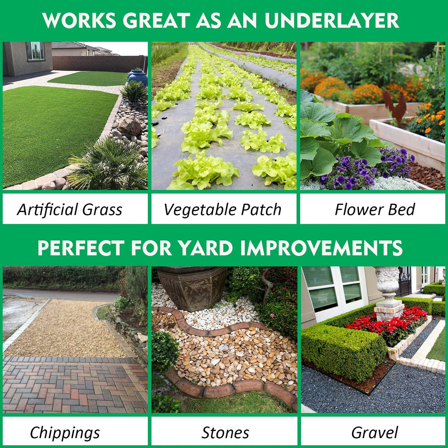 Kdgarden Premium 5oz Pro Weed Barrier Landscape Fabric Ground Cover Heavy Duty Commercial Anti-Weed Gardening Mat, 7ft x 200ft, Black