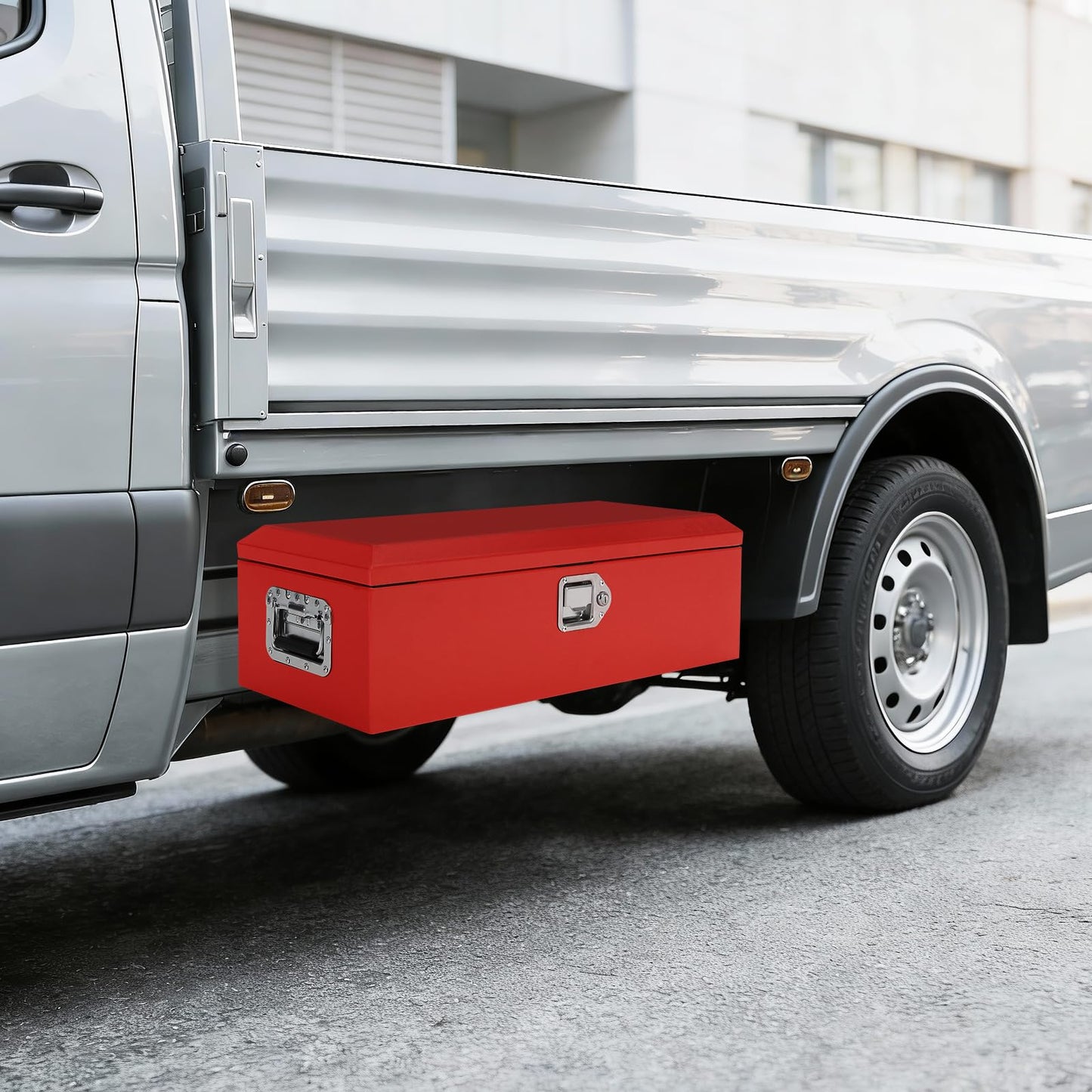 Heavy Duty Steel Metal Tool Box 20x12 Inch for Truck Bed | All-Steel Storage Chest with Lock | Weatherproof & Secure | Fits Full-Size Pickup, RV, Trailer | Industrial-Strength Cross-Bed