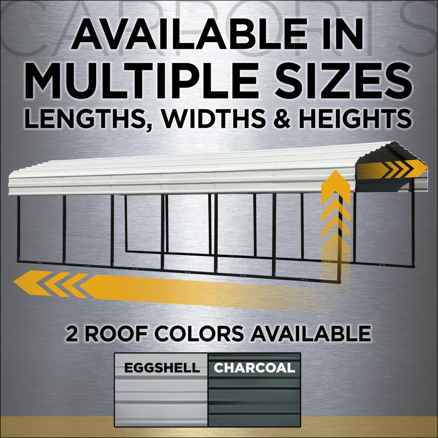Arrow Shed 12 x 20 x 7-Foot Heavy Duty Galvanized Steel Metal Multi-Use Shelter, Shade, Carport, 12' x 20' x 7', Charcoal color