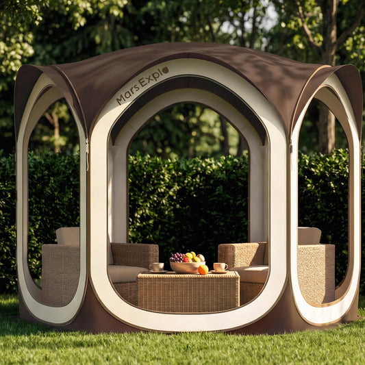 Mars Explo Screen Pop Up House Room Tent, Canopy Sun Shade Shelter for Patio, Backyard, Deck & Outdoor Activities, Portable Gazebo, Not Waterproof, 10'x10', Brown