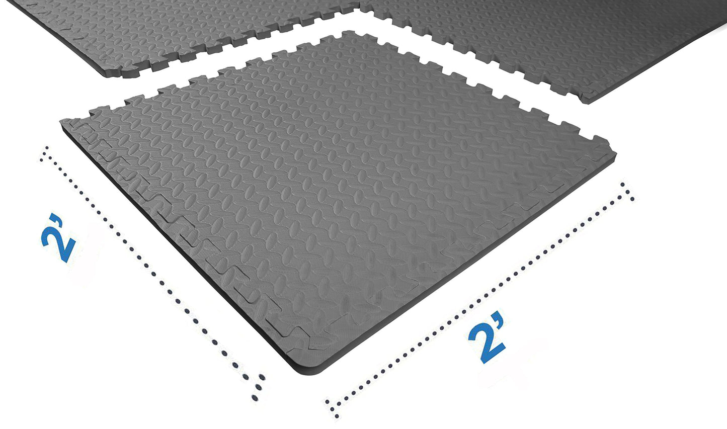 Signature Fitness Puzzle Exercise Mat with EVA Foam Interlocking Tiles, Gray, 3/4” Thick, 24 Tiles, 96 Sq Ft