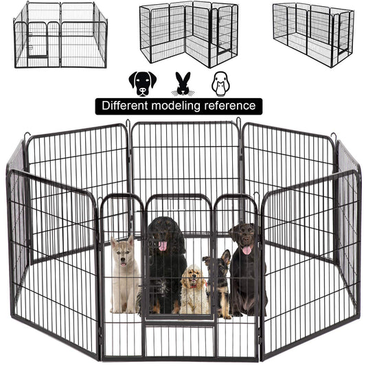 BestPet Dog Pen Extra Large Indoor Outdoor Dog Fence Playpen Heavy Duty 8 Panels 40 Inches Exercise Pen Dog Crate Cage Kennel Black