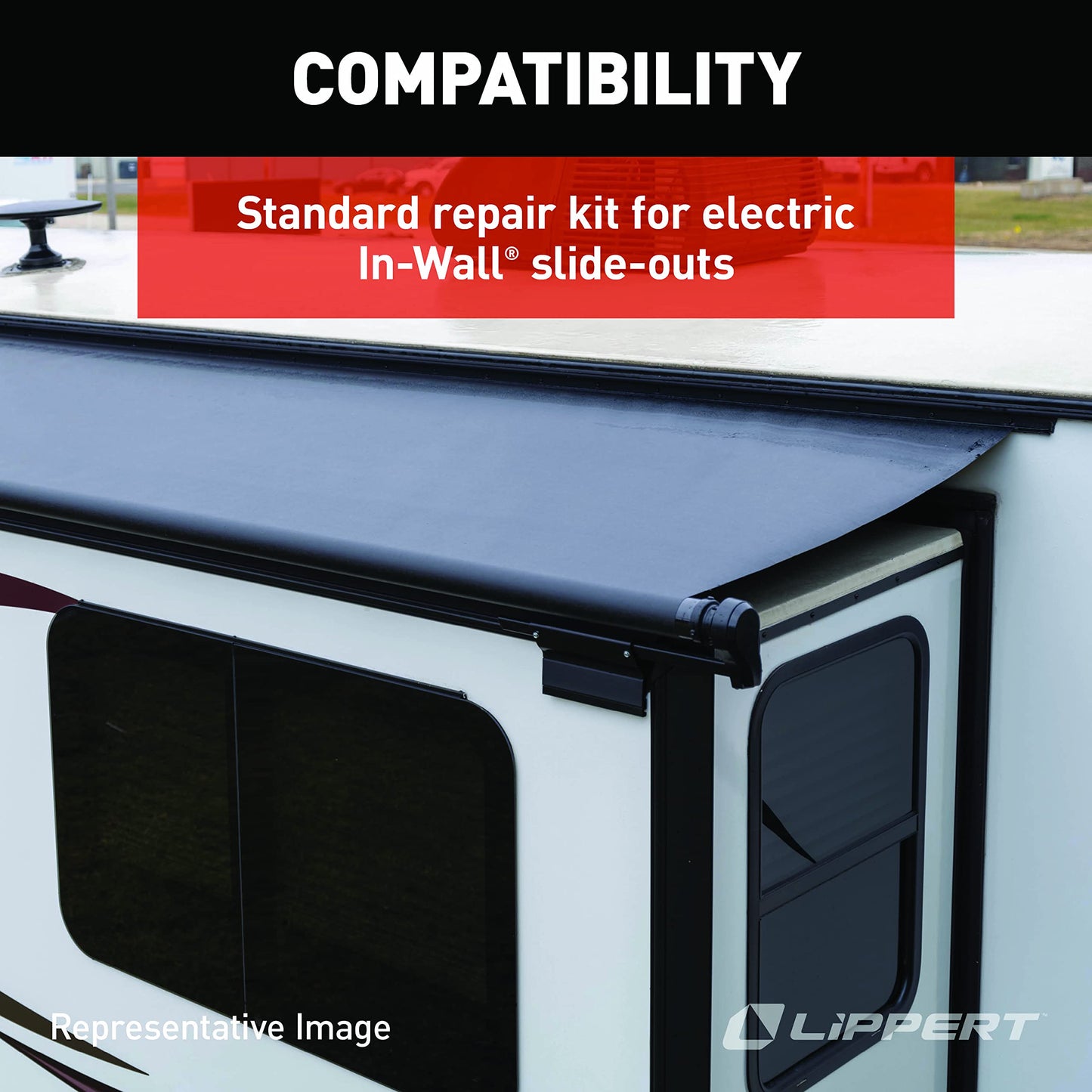 Lippert in-Wall Replacement Triple Rack Repair Kit for RV Slide-Out Systems with Hook Racks, V-Rollers, Retainers, Rivets, Rack Shoes, Wear Pads, Plugs, Sealing Foam, Fixed Side, Clear - 366160