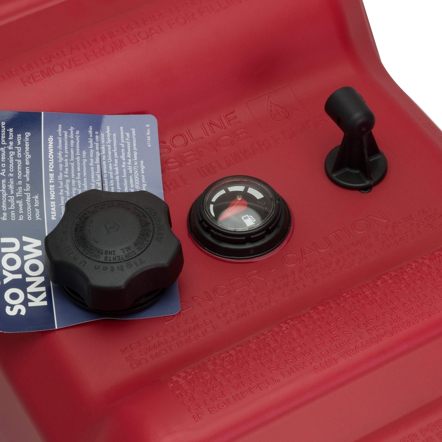 Attwood 12 Gallon Portable Marine Fuel Tank, EPA Certified / CARB Approved, Ideal for pontoon boats where greater fuel capacity is required (With Gauge), 8812LPG2