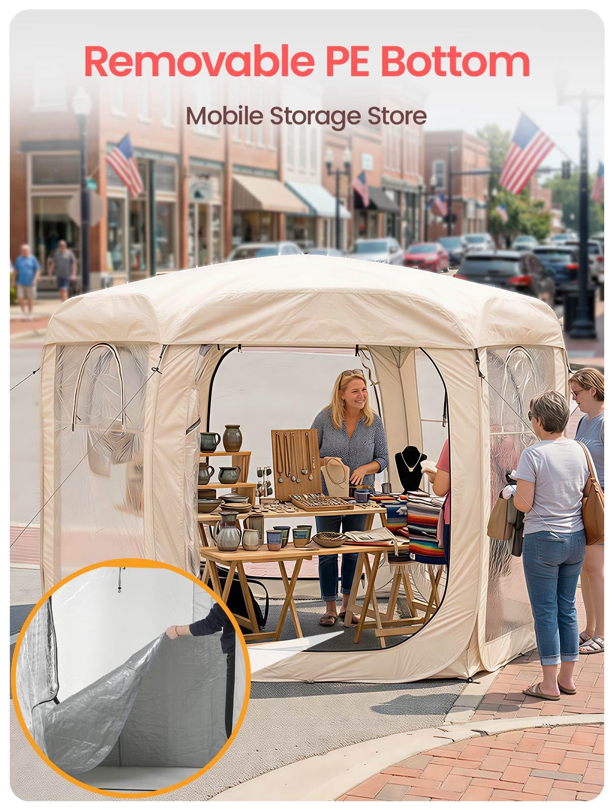 Porayhut Pop up Bubble Tent Screen House 10’X10’Large Camping Sun Shelter,Weather and Cold Proof Pod with Detachable Sunshade Cloth,Waterproof Floor,2 Zipper Doors & 4 Mesh Breathable Windows