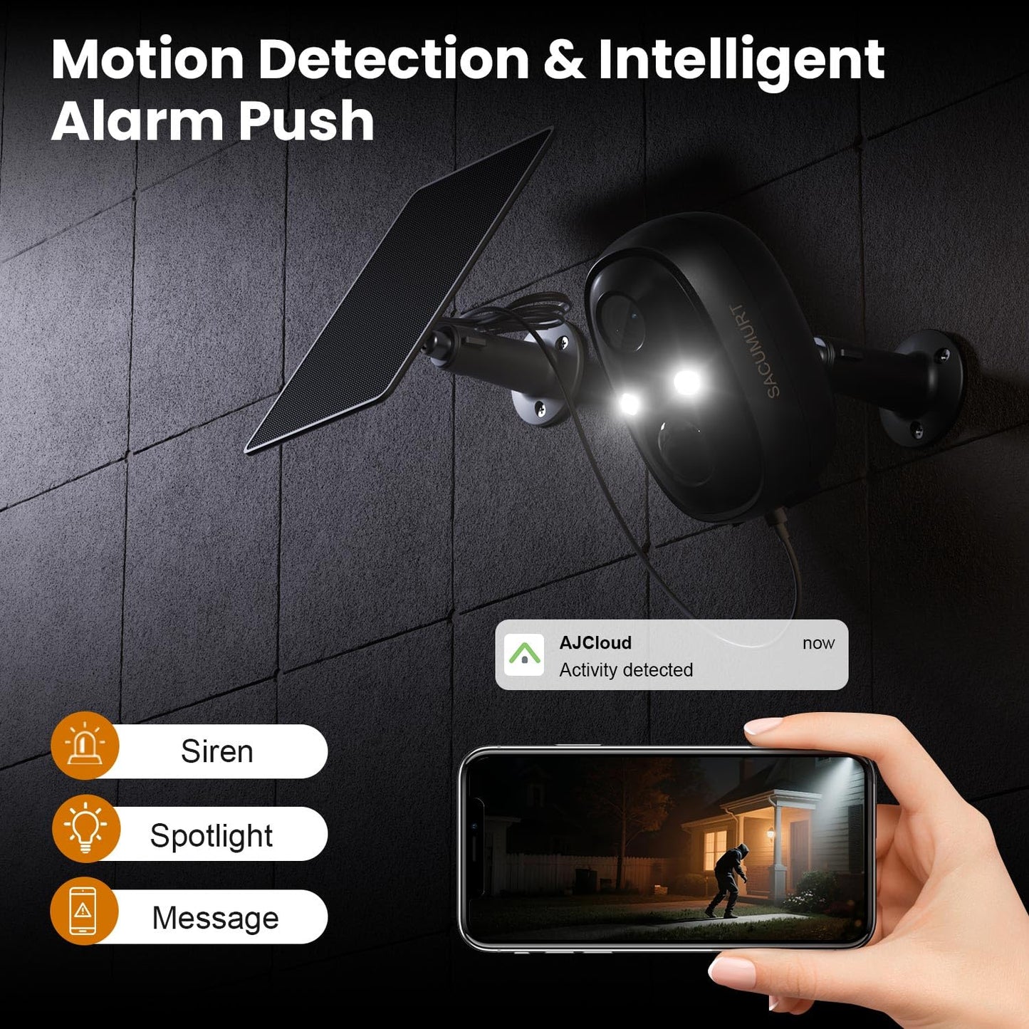 WiFi Cameras for Home Security, Free Cloud Storage, Solar Powered Security Cameras Wireless Outdoor, Outdoor Camera Wireless, Works with Alexa & Google Home, Smart Detection, 2K HD, 2-way talk, 4 Pack