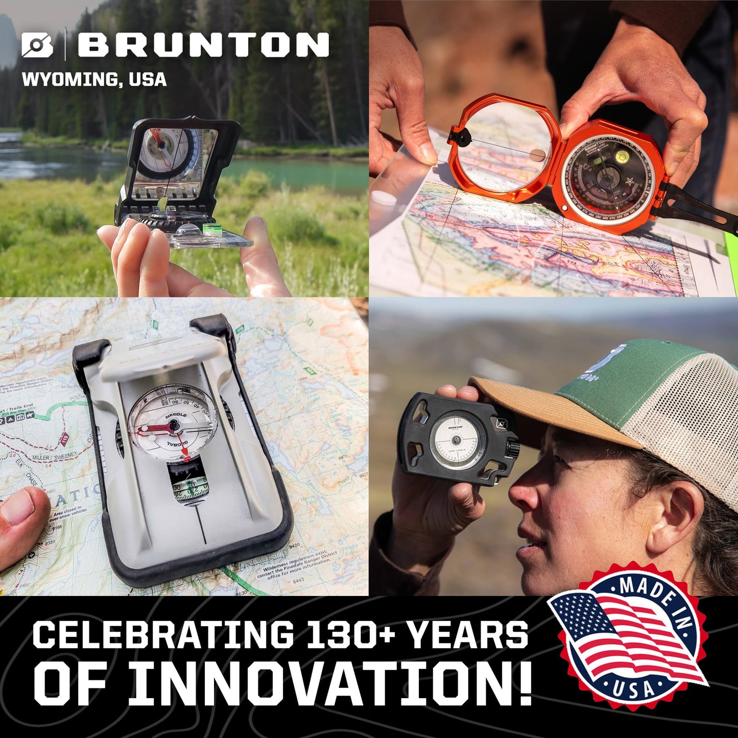 Brunton TruArc 20 Luminous Expedition Compass – Glow in the Dark Sighting Tool with Protective Boot – Global Needle & Clinometer – Night Navigation for Search & Rescue