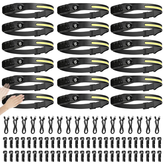 NYVEER Rechargeable Motion Sensor Headlamp 230° Wide Beam, 18-Pack Fast Charge Waterproof Hard Hat Work Light Mining Headlamp Industrial Safety Camping Head Lamp for Adults
