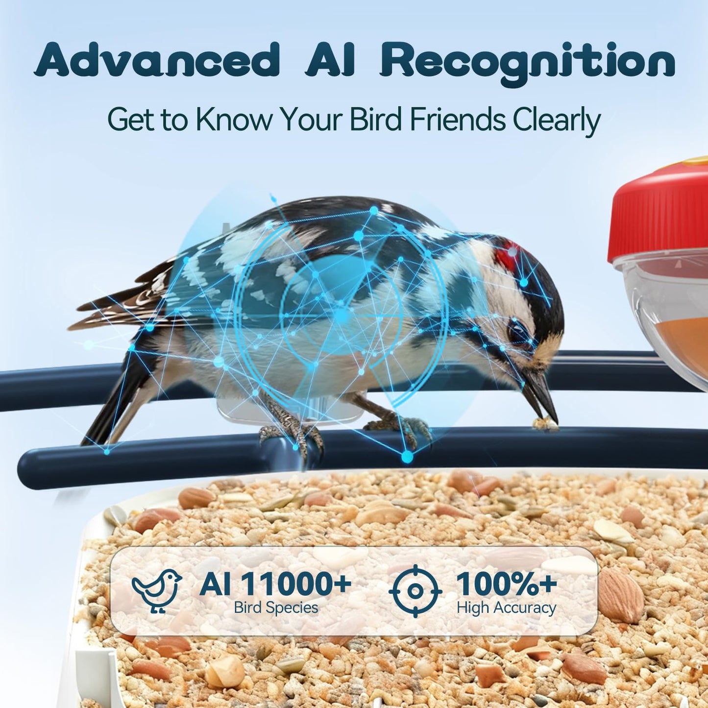BROAIMX Smart Bird Feeder with Camera-AI Identify 11,000+ Species, 2K HD Auto Capture Birds Video & 64G TF Card, Solar-Powered Wireless Outdoor Design, Birdhouse with Built-in Two-Way Microphone