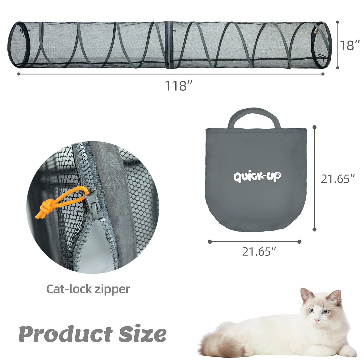 Catio Outdoor Cat Enclosure Combo for Indoor and Outdoor,3 Tier Cage Inside, Pop up Catio,Portable and Foldable(Includes one cat Tower Tent,one Tunnel and a cage) + cat Tunnel(2 Packs)