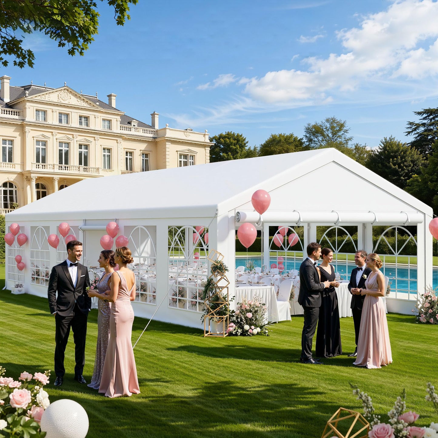 YITAHOME 20x40FT Party Tent Heavy Duty Wedding Tent Event Shelters Outdoor Canopy Upgraded Galvanized Steel Carport with Removable Sidewall Windows for Outdoor Weddings, BBQ and Parties (White)