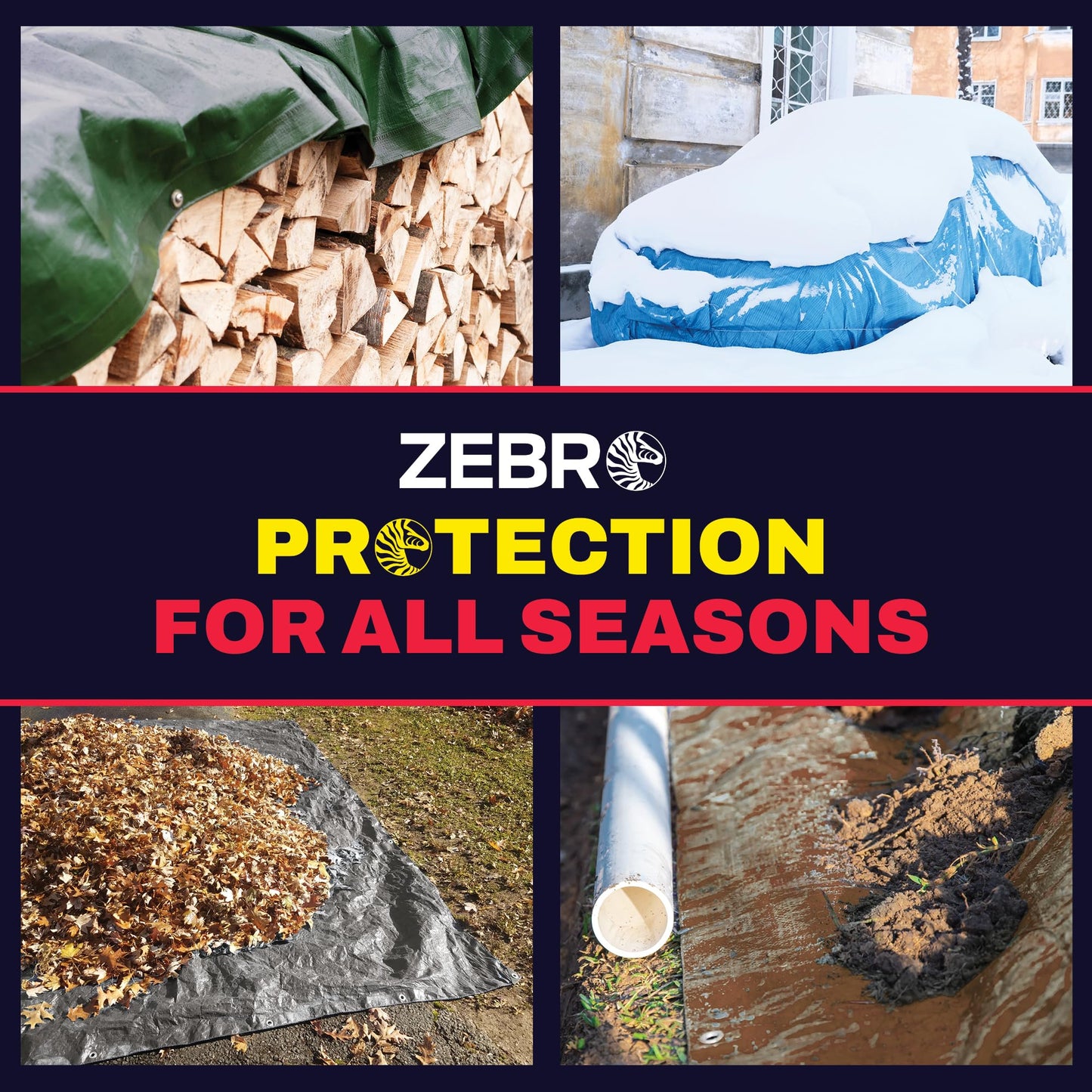 30' x 60' Blue Tarp with Grommets Reinforced - 5 Mil Thick - Durable UV Resistant Plastic Tarps Waterproof - Large Tarpaulin Cover for Outdoor Camping Over/Under Tent Tarp RV Roof Rain - Zebro