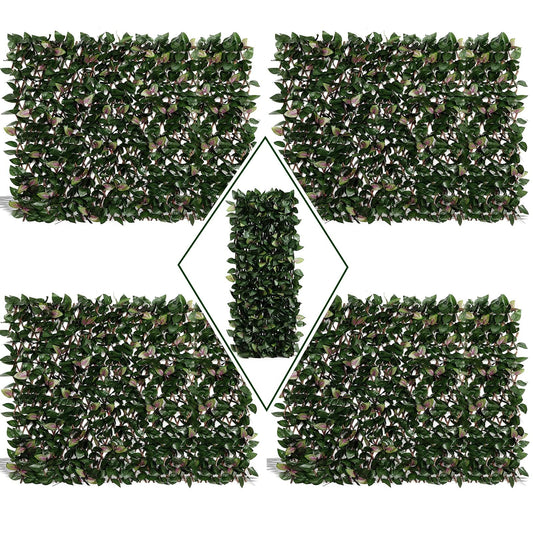 DOEWORKS Expandable Fence Privacy Screen for Balcony Patio Outdoor, 4PCS Faux Ivy Fencing Panel for Backdrop Garden Backyard Home Decorations