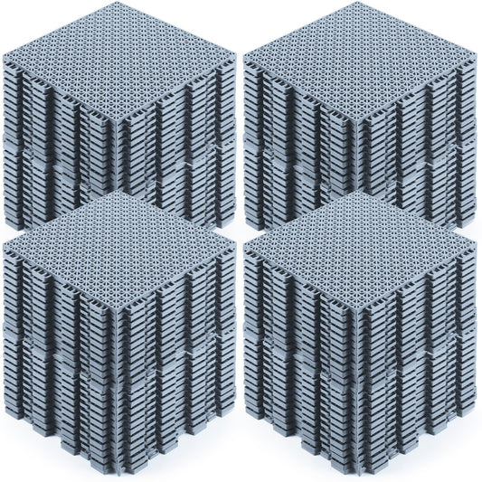 Huwena 100 Pack Drainage Mats Interlocking Tiles 10" x 10" Rubber Floor Tiles Rubber Mats Non Slip Modular Interlocking Cushion Pool Deck Cushion for Garage Patio Greenhouse Outdoor Indoor
