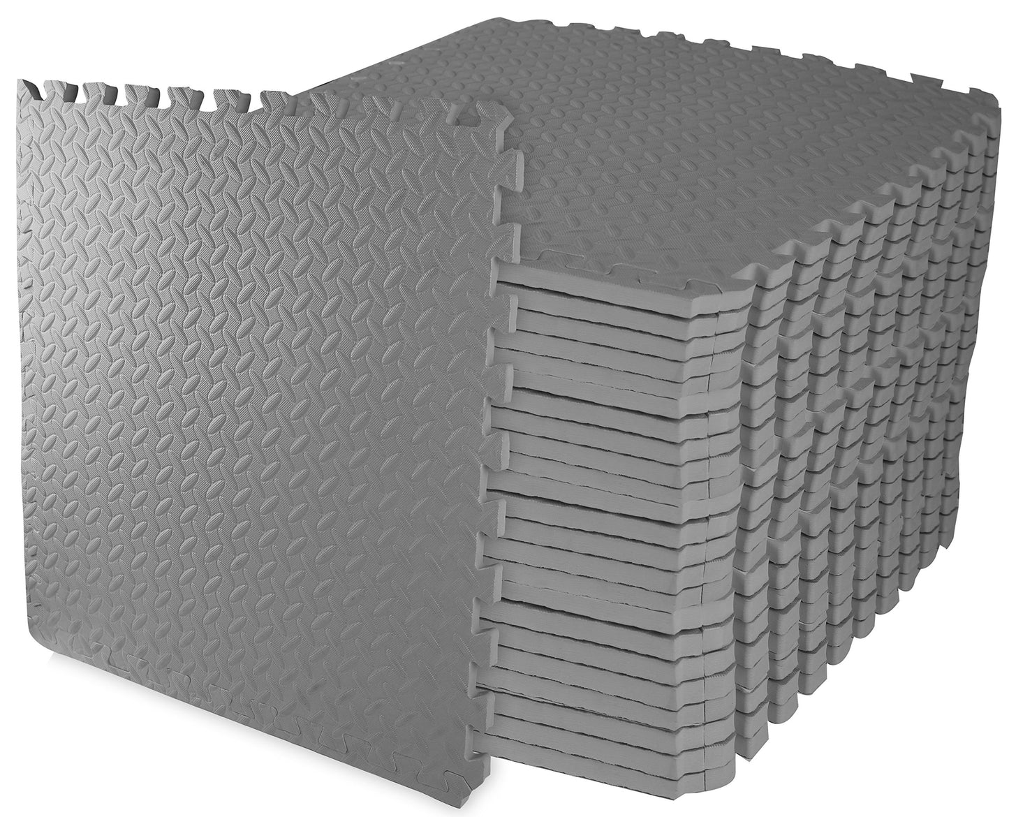 Signature Fitness Puzzle Exercise Mat with EVA Foam Interlocking Tiles, Gray, 3/4” Thick, 24 Tiles, 96 Sq Ft