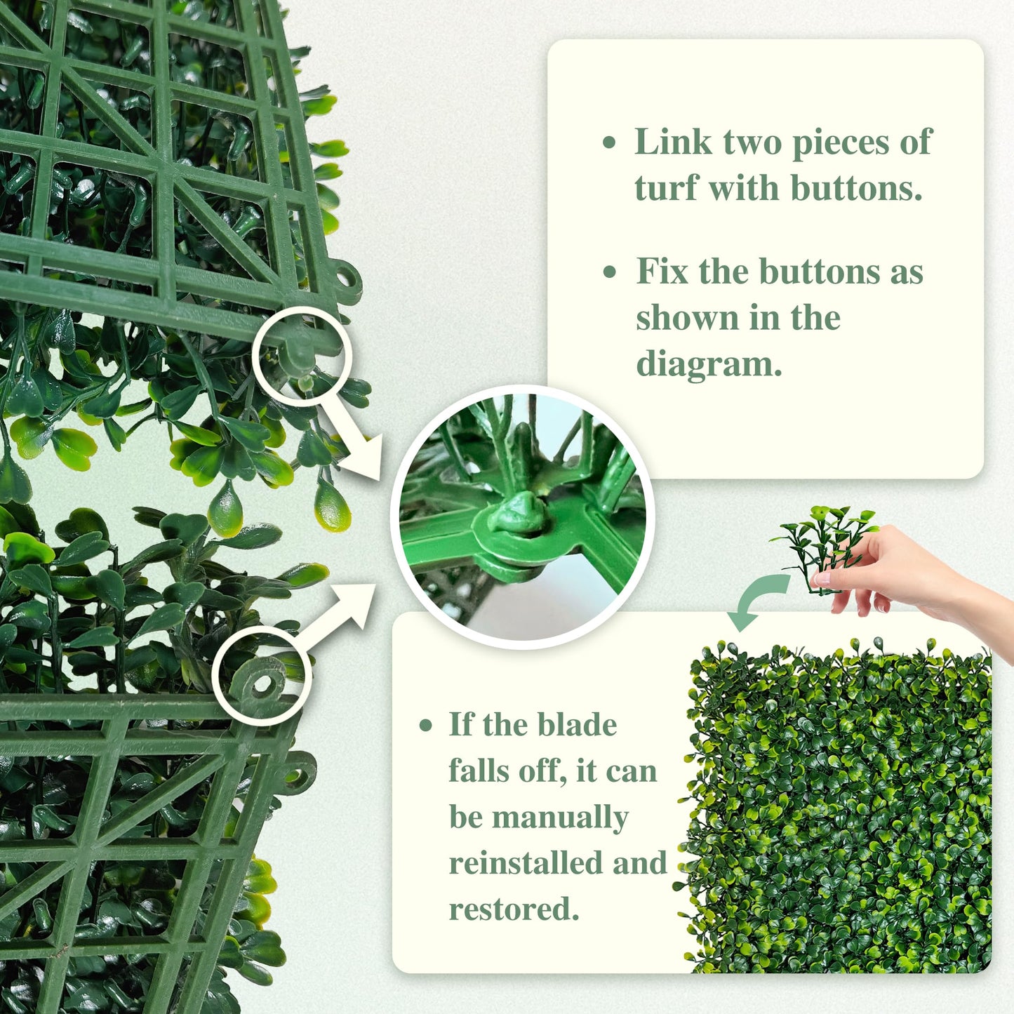ODTORY Artificial Boxwood Roll Panels, 48"x120" (40 sq.ft) UV-Resistant Faux Ivy Privacy Fence Screen, Decorative Grass Wall Covering for Indoor & Outdoor Garden, Backyard, Balcony, Home Decor
