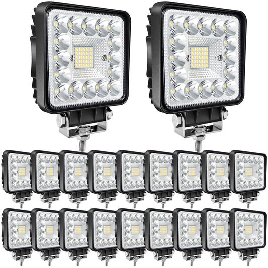 SAN YOUNG LED Light Pods, 120W 10000lm 12V 24V 4 Inch LED Work Lights for Truck Tractor ATV UTV RV Boat Pickup Golf Cart Snowblower Heavy Duty Equipment LED Off Road Driving Lights, 20 Cube