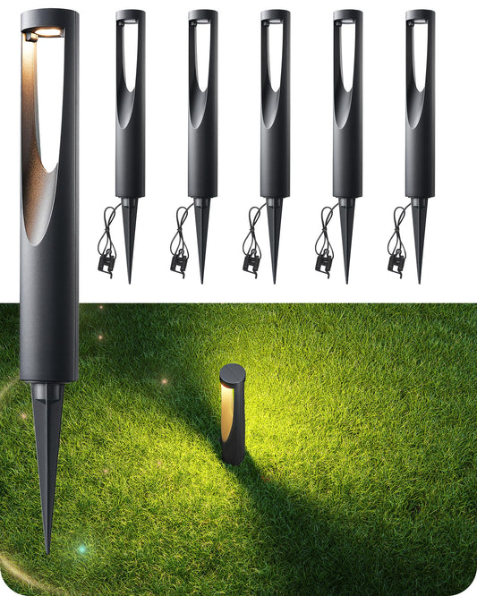 EDISHINE Low Voltage Pathway Lights Wired, 12V 2W 150LM 3000K LED Landscape Path Lights with Connectors, Waterproof Electric Outdoor Landscape Lighting for Walkway Yard Garden, CRI80 6 Pack