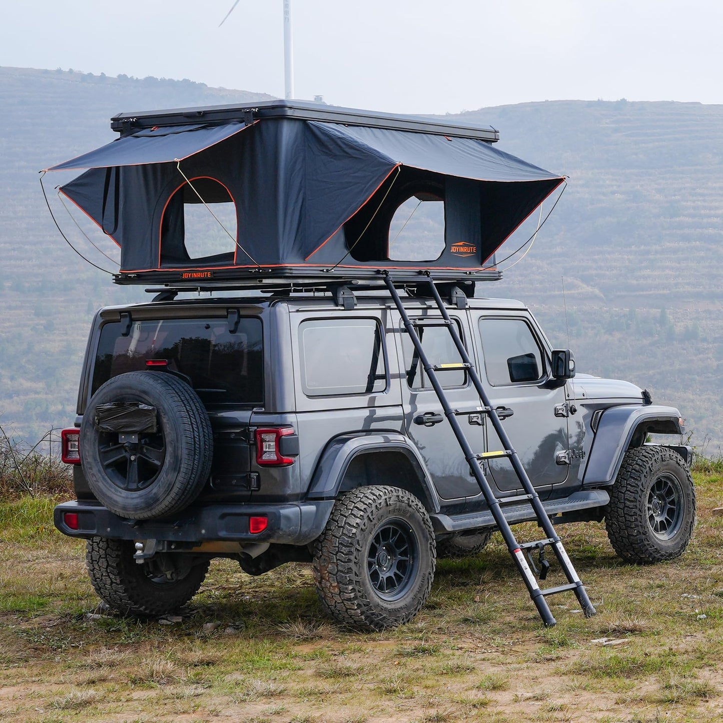 Joyinrute Rooftop Tent Hard Shell, Aluminum Pop Up 2-3 Person Roof Top Hardshell for Camping Truck Van Suitable for Jeep SUV Car. (Roof Tent)