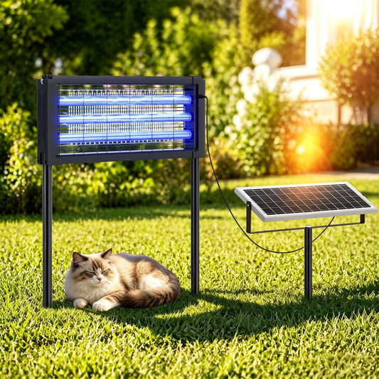 Solar Bug Zapper Outdoor, Mosquito Zapper with Split-Type Solar Panel, Electric Mosquito Killer Outdoor, Waterproof Fly Killer, Rechargeable Flying Insect Trap for Patio, Yard, Garden, Home, Camping