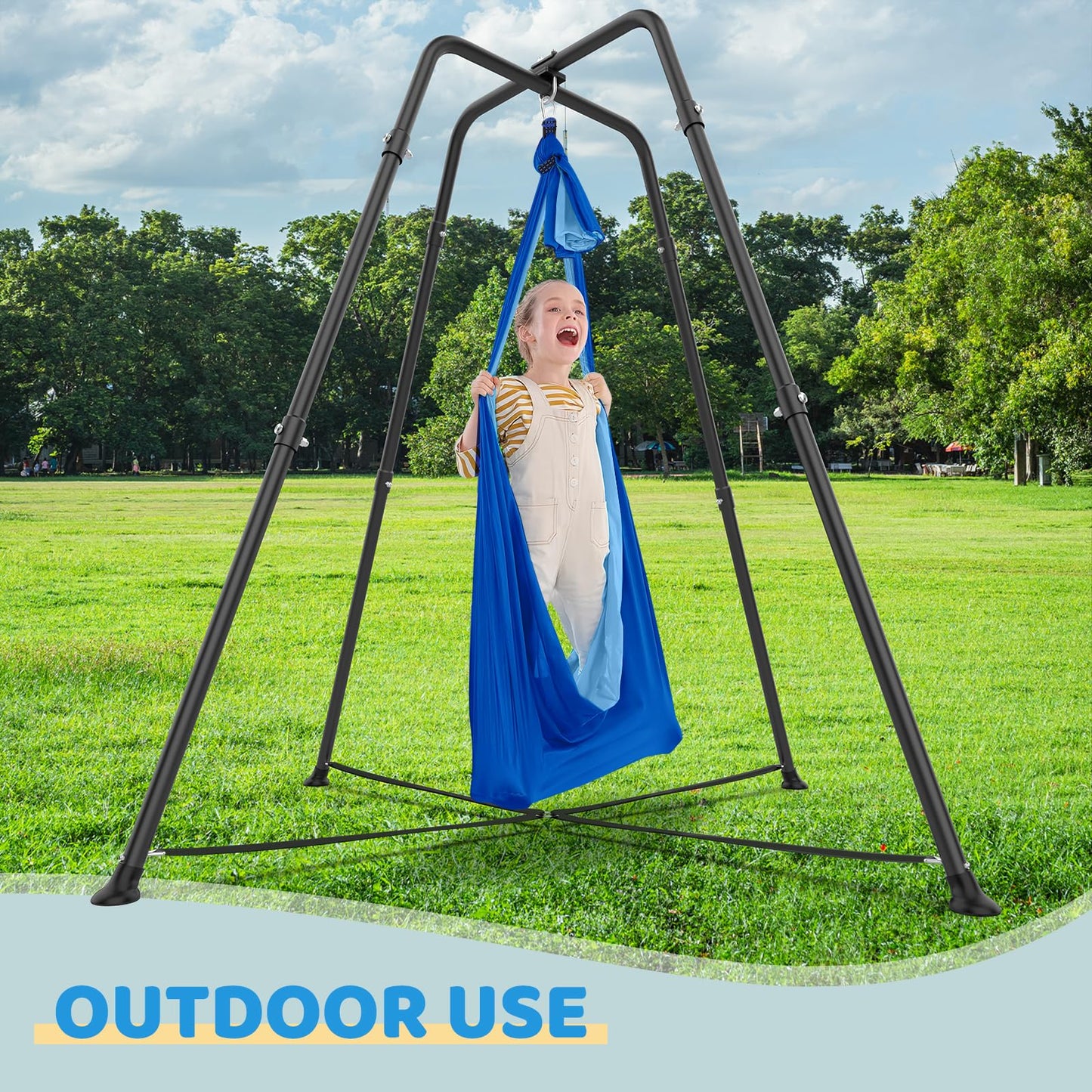 Swing Stand with Sensory Swing and Pod Swing, X-Shaped Swing Frame, Heavy-Duty Metal Sensory Swing Set for Adults Indoor and Outdoor 330LBS