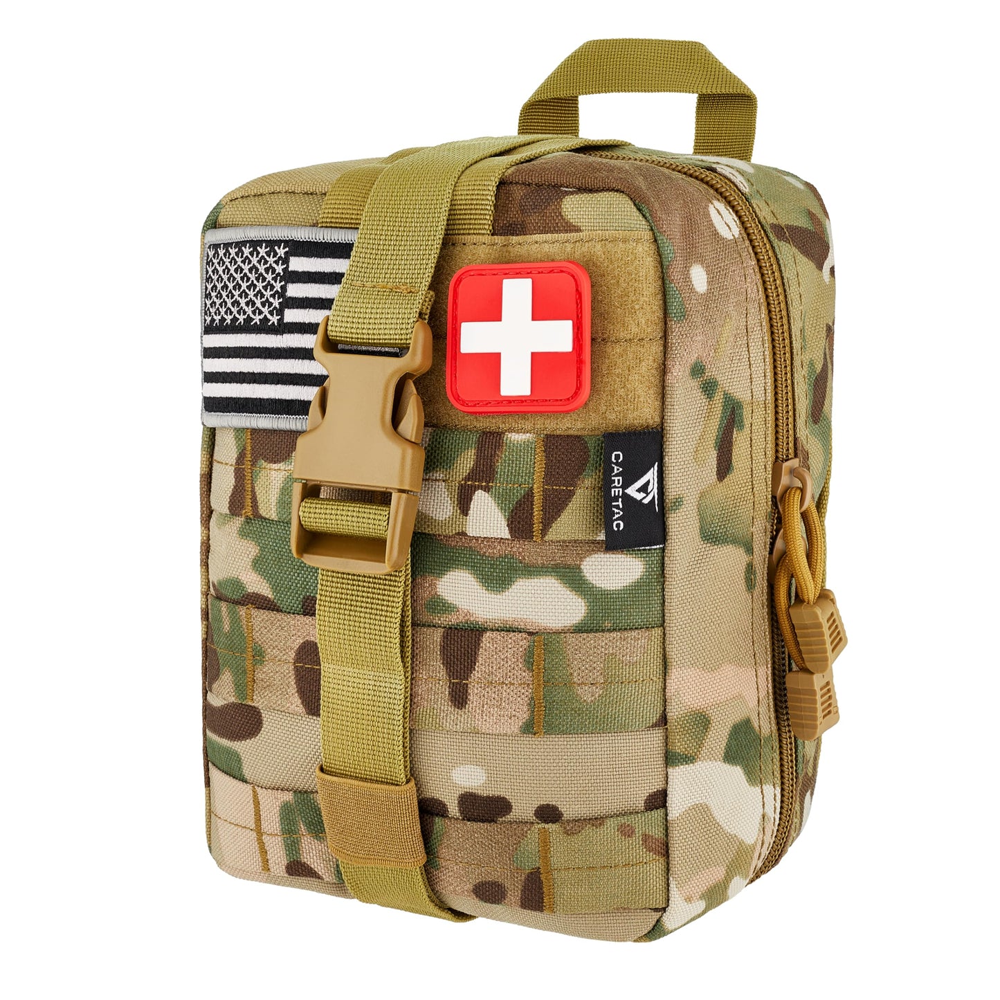 CareTac IFAK Trauma & First Aid Kit with CAT Gen 7 Tourniquet – Military-Grade Tactical Medical Kit Includes Israeli Bandage, Chest Seal, Splint & CPR Mask for Bleed Control, Gunshot Wounds & More