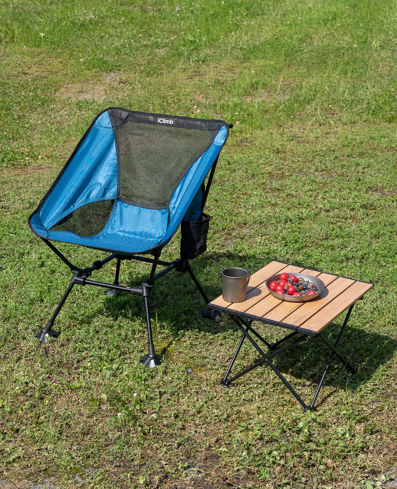 iClimb 1 Light Folding Table and 2 Ultralight Anti-Sinking Folding Chair Bundle for Two Adults Outdoor Camping Beach Concert