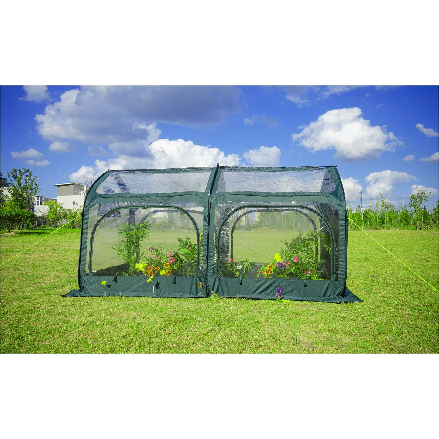 porayhut Pop Up Greenhouse Cover Flower House Mini Gardening Plant Flower Sunshine Room,Backyard PVC Cover for Cold Frost Protector Gardening Plants（98''Long Tunnel Greenhouse Tent ）