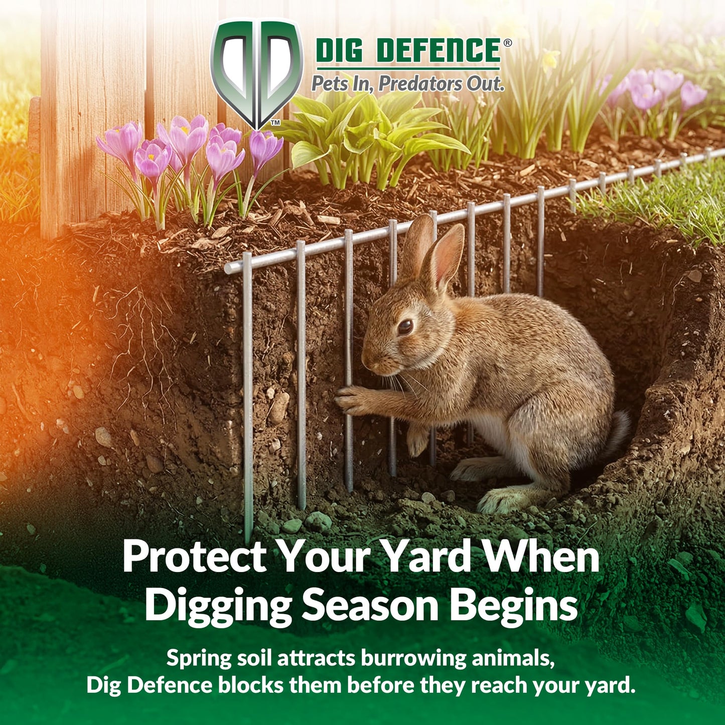 Dig Defence Original Animal Barrier Fence - Small/Medium Decorative Garden Fence, Outdoor No Dig Fence for Dogs and Rabbits, Yard and Patio - 32”(L) x 8”(H), 24 Pack